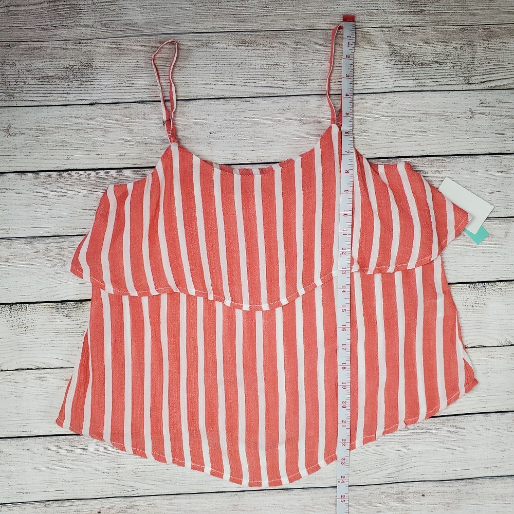 Abound NWT tiered tank top, coral and white, small - Picture 7 of 8